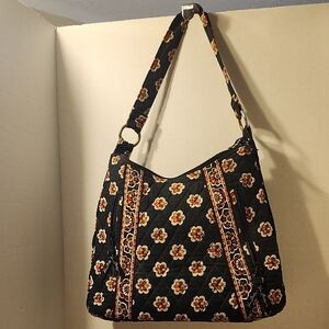 Vera Bradley Black and Orange Floral Shoulder Bag Quilted.pirouette Retired